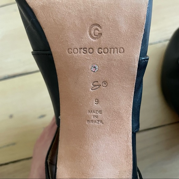 Corso como black leather heels booties boots 39 like new - Picture 3 of 4